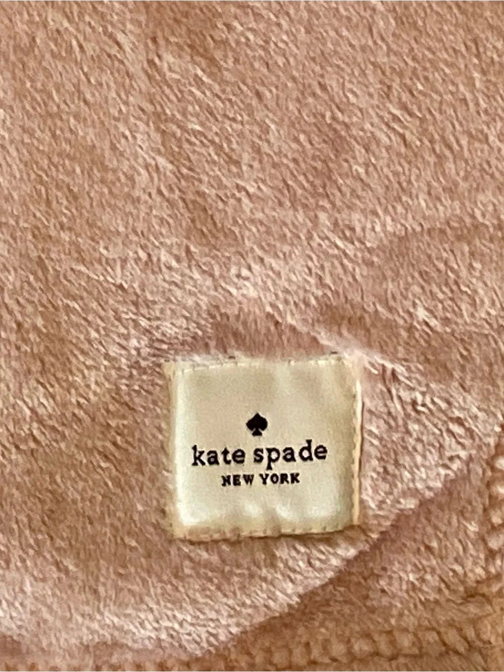 NWOT Kate Spade New York King size velvet soft fleece blanket features in blush